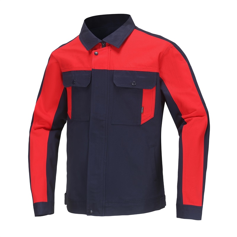 91304全棉磨毛藏蓝拼红工作服