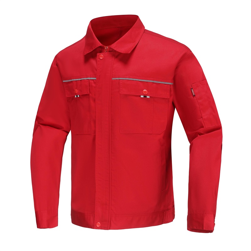 81593涤棉大红色厚斜纹春秋季工作服